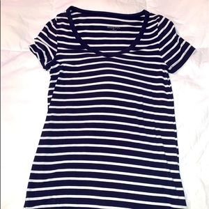 V Neck Navy Blue striped Tee